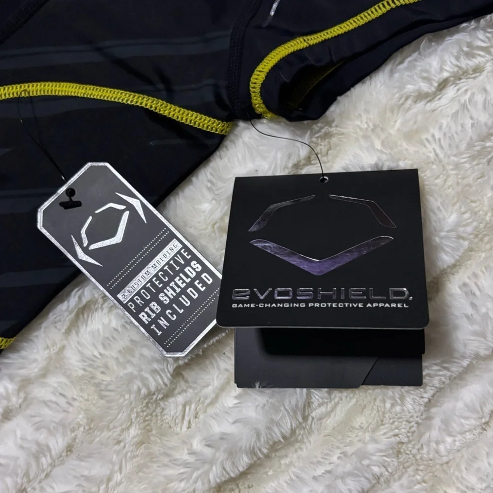 NWT EVOSHIELD CustomTech EvoAlpha Football Rib Shirt Black Grey